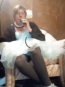 Tranny prostitute is touching herself