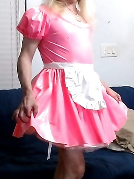 Sissy Slut Ashley Jolene Modeling a Pink Mini Dress