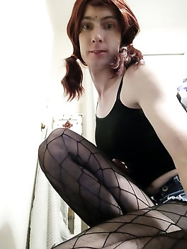 A collection of 10 pictures featuring a solo transgender woman in crossdress